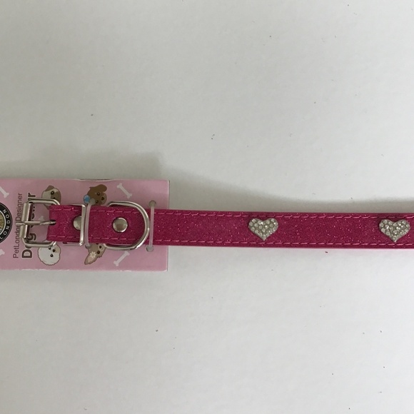 Pet London Barbie pink dog collar with crystal hearts 💕 size M - Picture 4 of 5